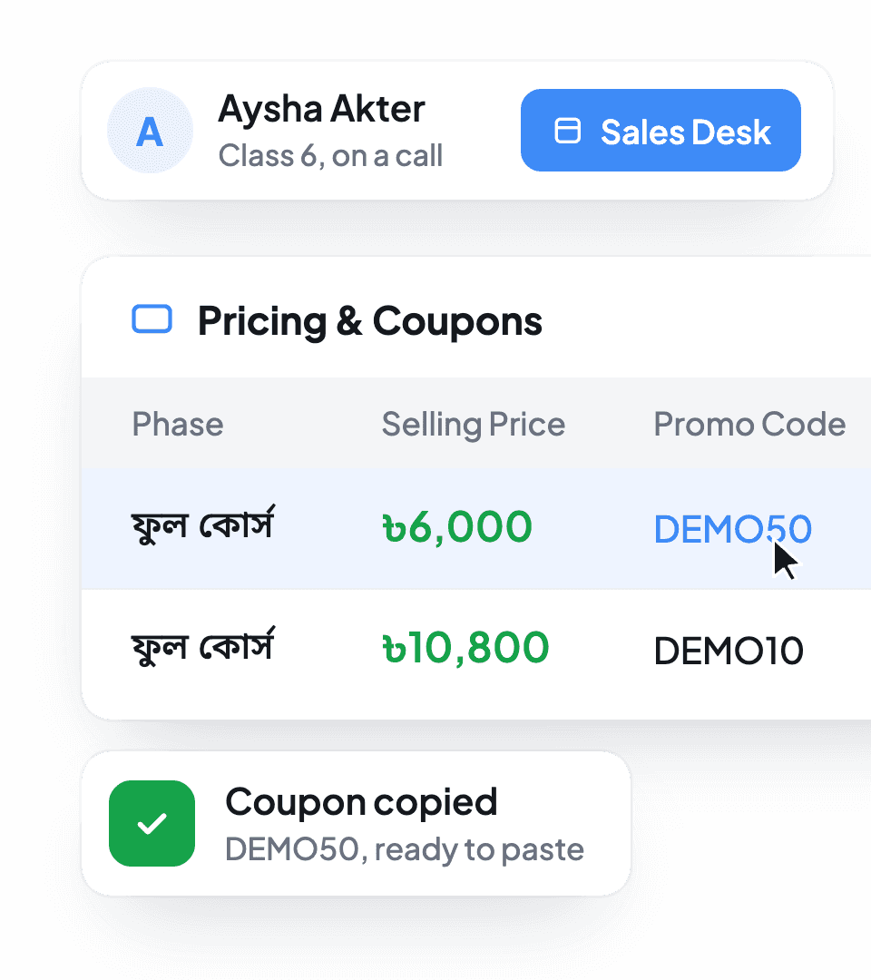 Sales Desk in the CRM