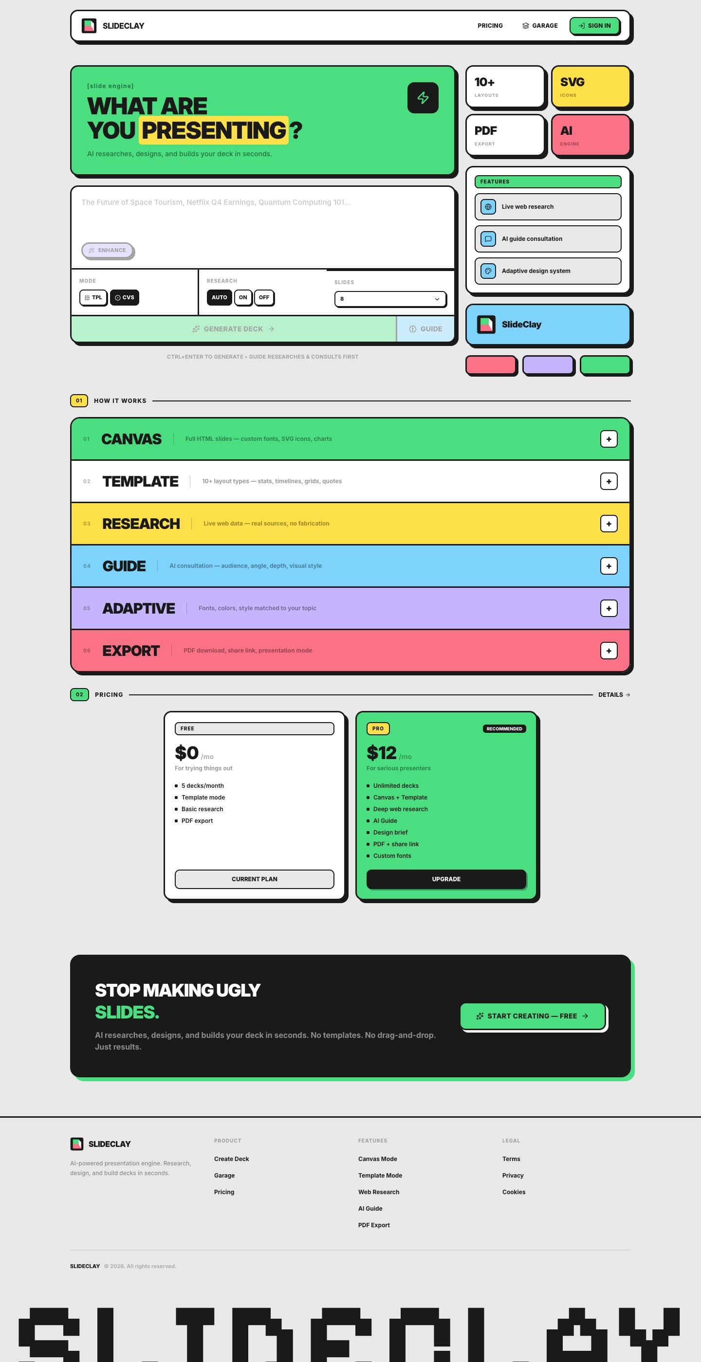 SlideClay home page
