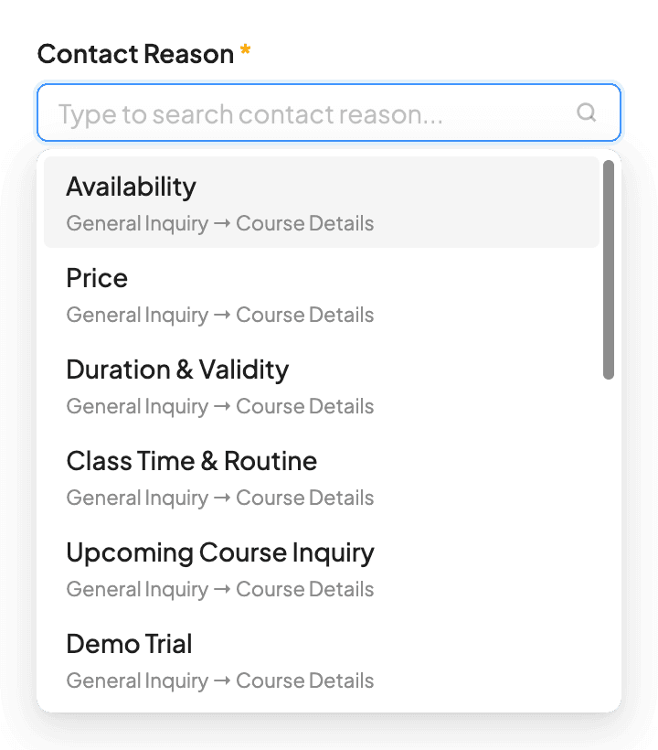 Inbound calling: Picking the reason