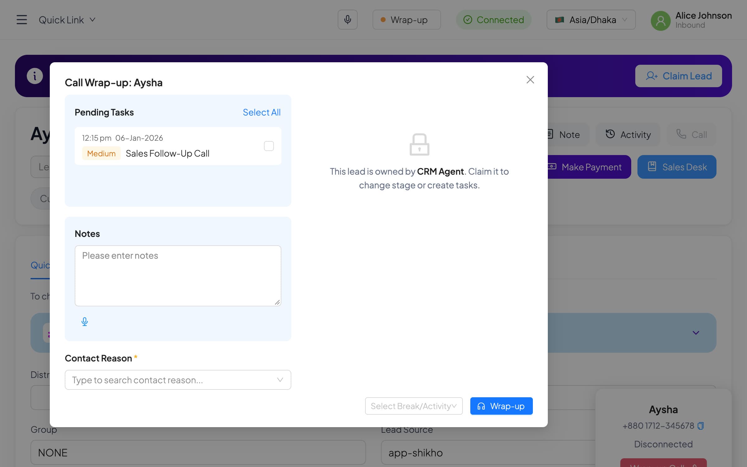 Inbound calling: Wrap-up